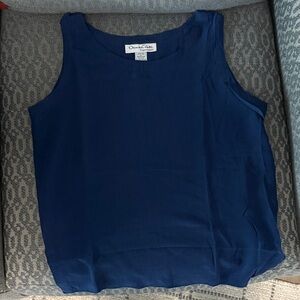 Oscar de la Renta 100% Silk Blue Tank Top